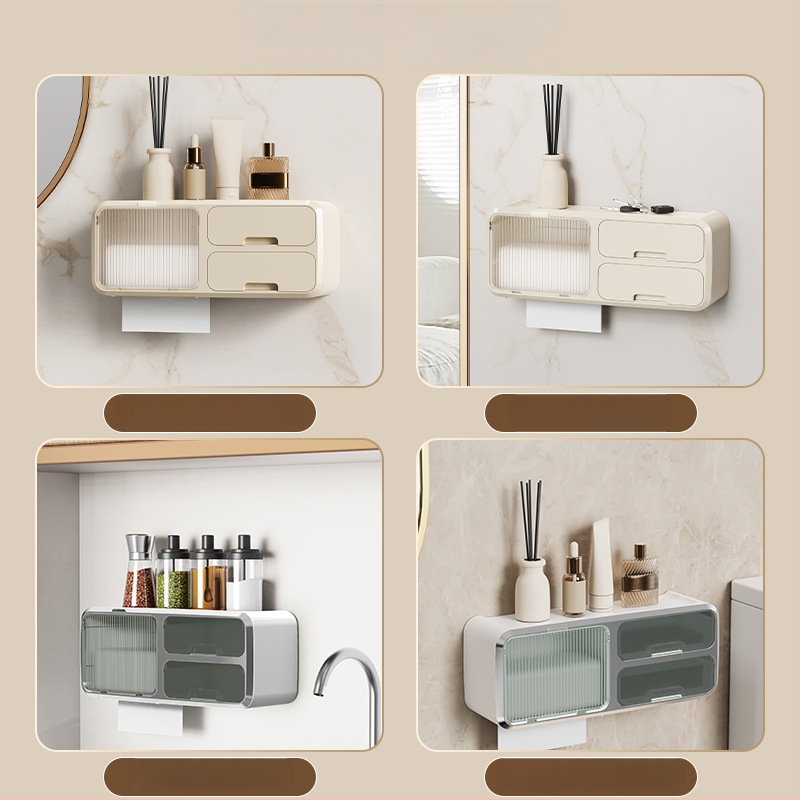 Seinasse paigaldatav tualettpaberikorv ilma puurimiseta, veekindel PP-materjal, sobib rullpaberile, vannituba