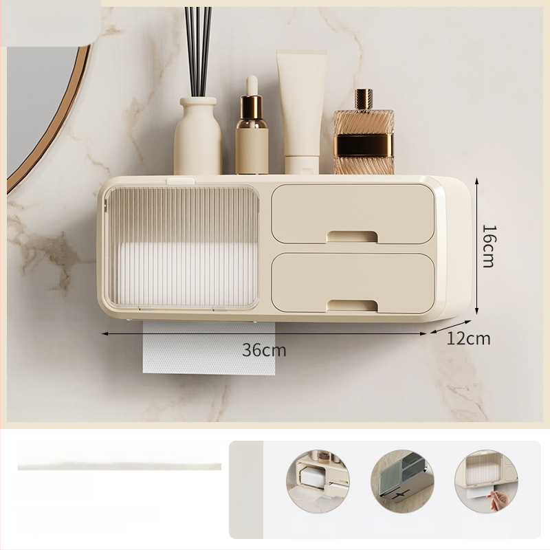 Seinasse paigaldatav tualettpaberikorv ilma puurimiseta, veekindel PP-materjal, sobib rullpaberile, vannituba