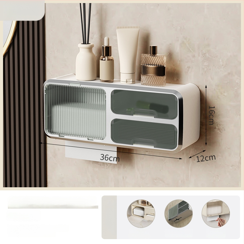 Seinasse paigaldatav tualettpaberikorv ilma puurimiseta, veekindel PP-materjal, sobib rullpaberile, vannituba