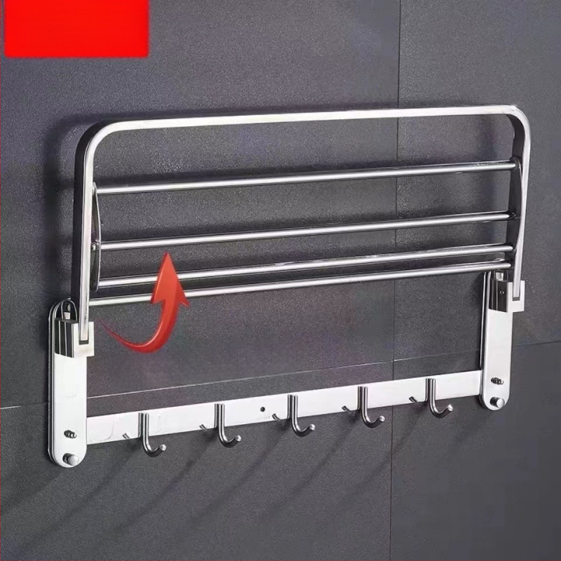 Nerūdijančio plieno sulankstomas rankšluosčių laikiklis, sieninis, 5 dalių rinkinys, šiuolaikinis minimalistinis dizainas