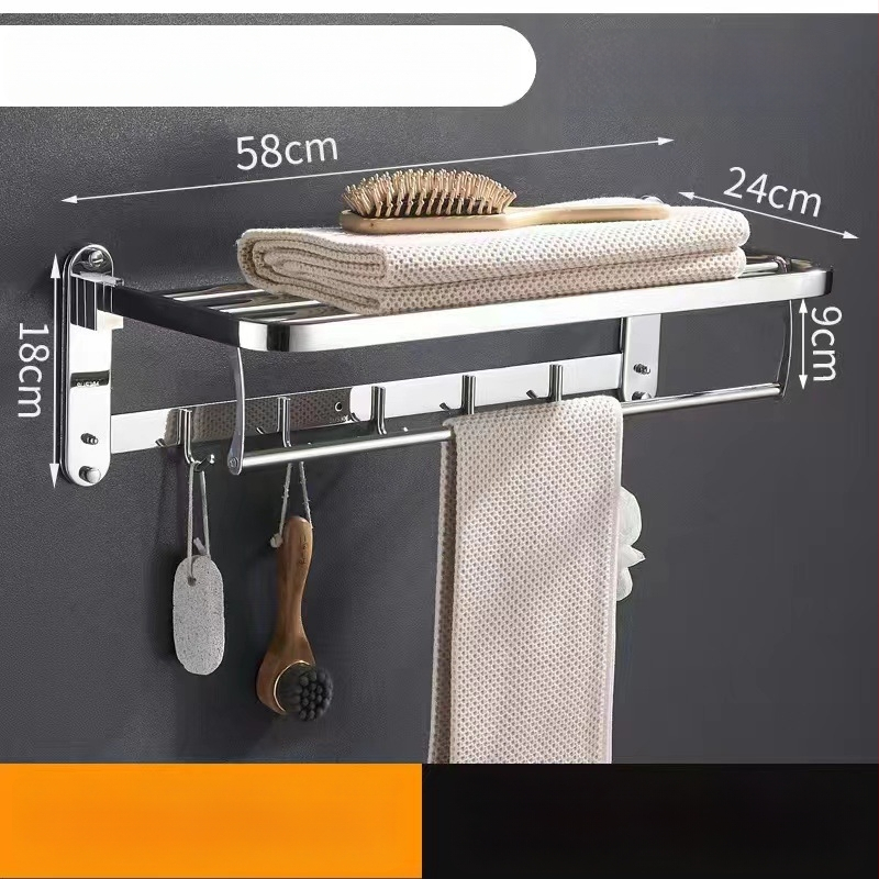 Nerūdijančio plieno sulankstomas rankšluosčių laikiklis, sieninis, 5 dalių rinkinys, šiuolaikinis minimalistinis dizainas