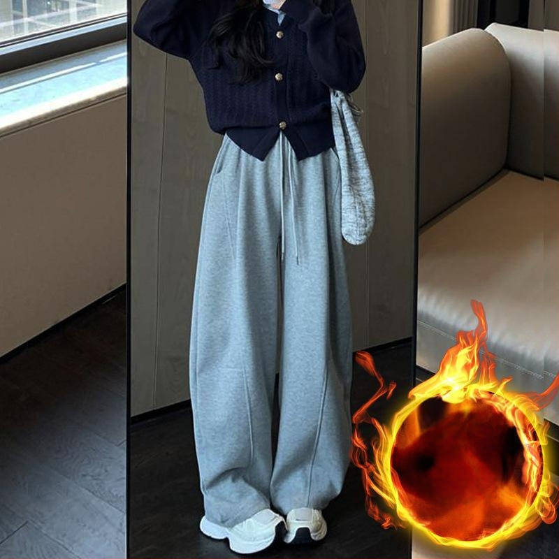 Moteriškos sportinės kelnės su aukštu juosmeniu, platus kirpimas, mikroelastiškumas, ruduo 2025