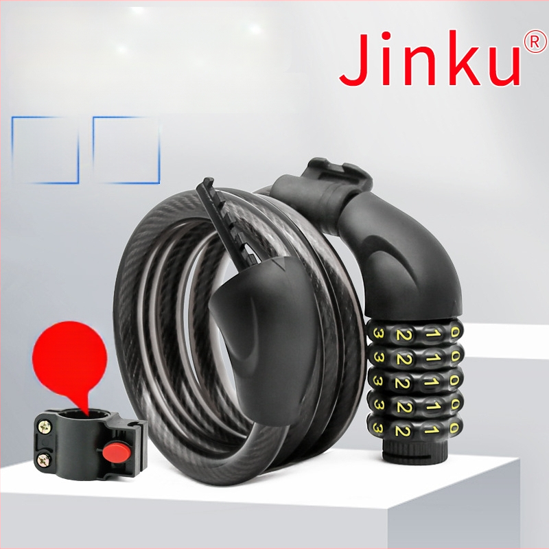 Penkių skaičių kombinuotas dviračio užraktas, prekės ženklas Jinku, modelis 420A, cinko lydinys, tinka dviračiams, kalnų dviračiams ir elektriniams dviračiams (svoris 355 g)