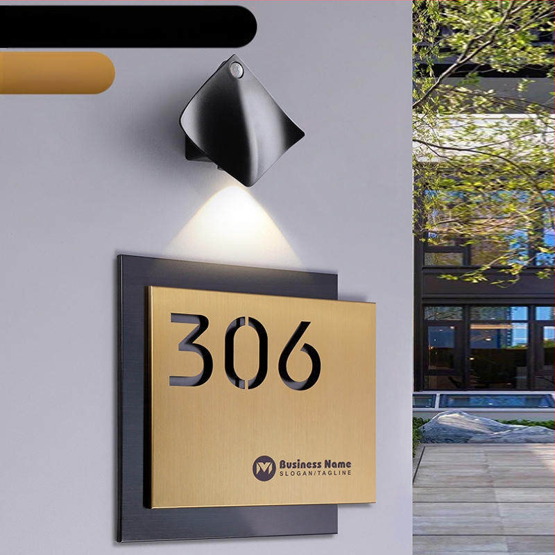 Nerūdijančio plieno durų ženklas, lazerinis graviravimas, dviejų sluoksnių tuščiavidurė numerio plokštė, lauko plokštė