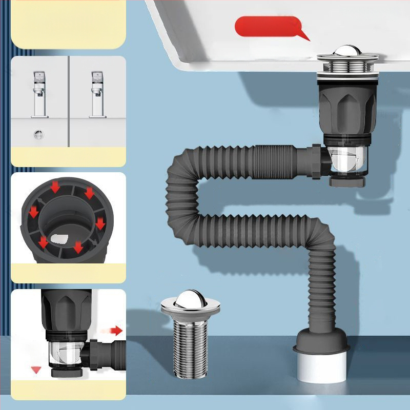 Põhjal drenaažikomplekt veekraanile, antimõrva funktsioon | Mudel: Sewer pipe; Vorm: topeltpeaga vees; Tüüp: tõmmake üles; Materjal: EVA; Tootekood: SCZ111