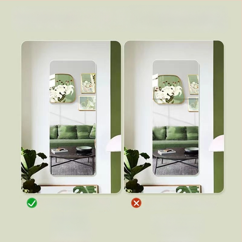 Akrilinis sieninis lipnus pilno ūgio veidrodis, skirtas drabužių spintai, makiažui ir apsirengimui