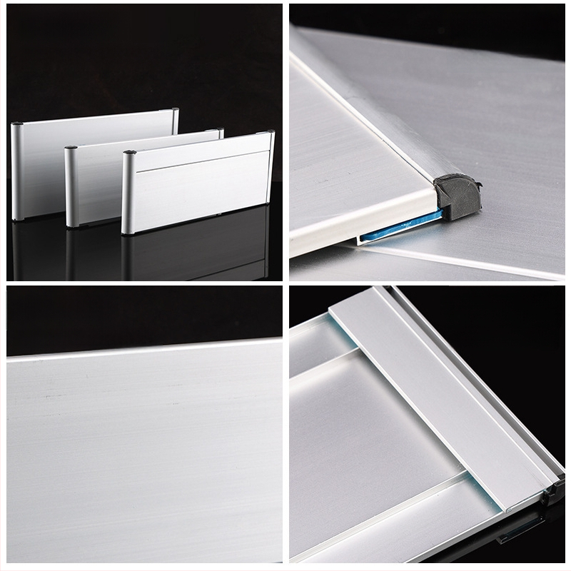 Vienpusė aliuminio lydinio skyriaus žymė su įduba; horizontali ir vertikali tuščia durų žymė