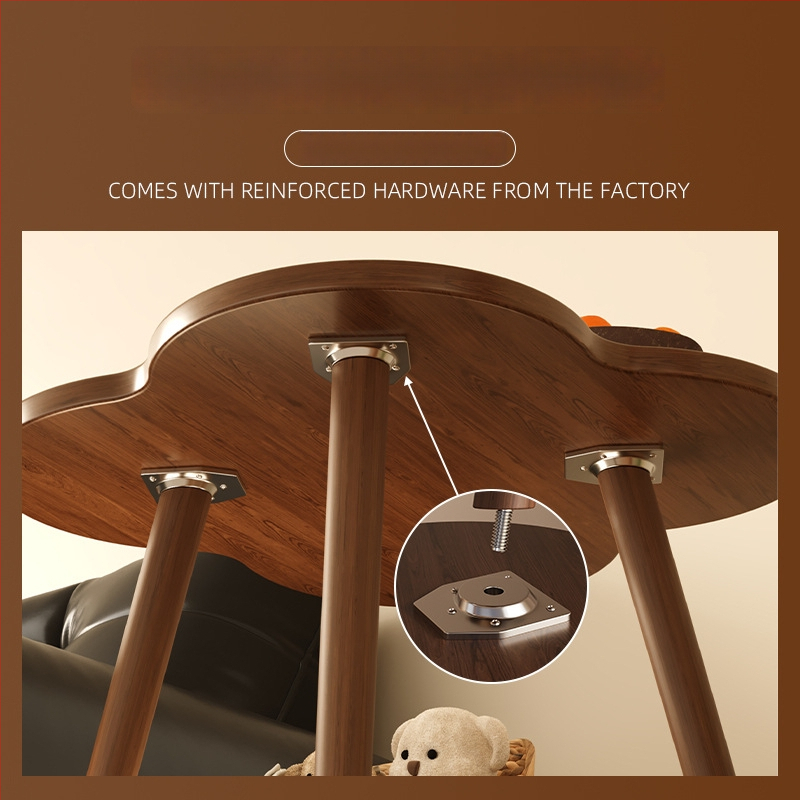 Dviejų aukštų šoninis staliukas su saugykla, šiuolaikinis minimalistinis stilius, medinis rėmas