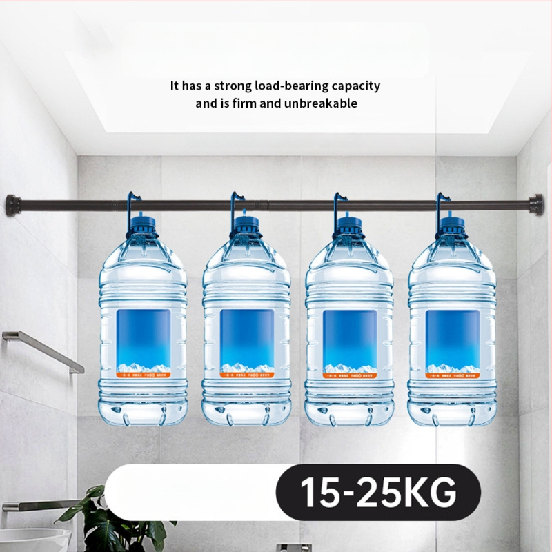 Telescopická tyč z nerezovej ocele do kúpeľne — bez vŕtania, nastaviteľná, na sprchové závesy, dvere a šatník; moderný minimalistický štýl