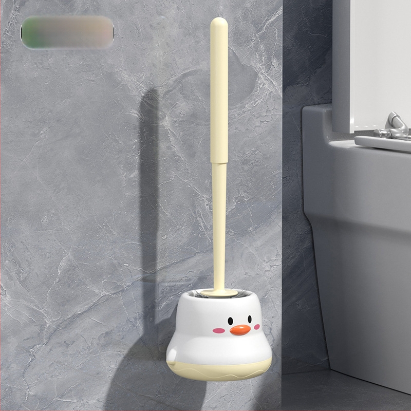 Set na čistenie toalety s podstavcom, karikatúrny dizajn, dlhá rukoväť, plast
