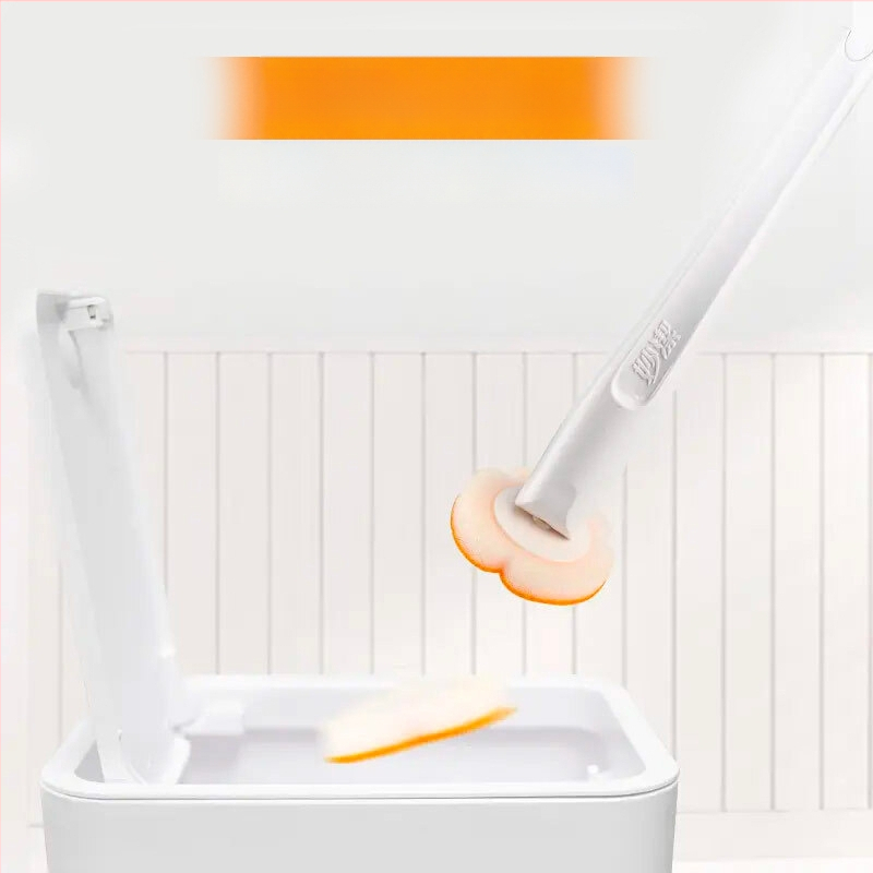 Miaojie Jednorazová sada kefy na toaletu s integrovaným čistiacim prostriedkom, nástenný držiak, so špongou