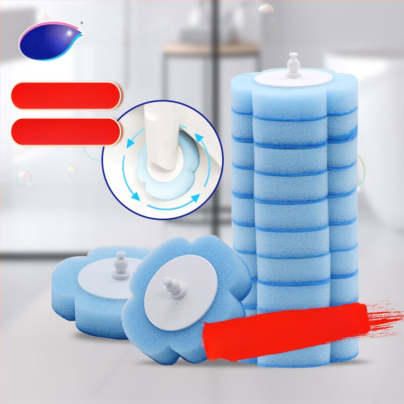 Miaojie Jednorazová sada kefy na toaletu s integrovaným čistiacim prostriedkom, nástenný držiak, so špongou