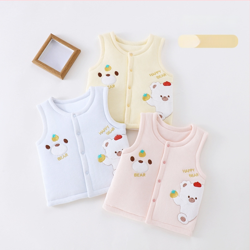 Laste puuvillane padi vest vooderduse, unisex, 0–12 kuu, sügis-talv, varrukatuta, karikatürimustriga