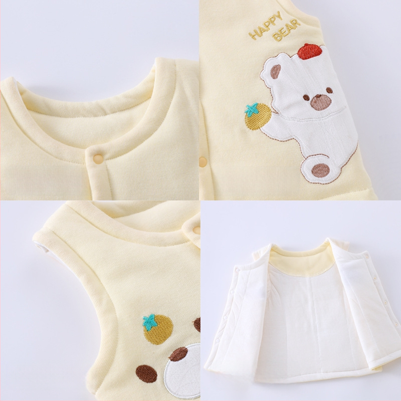 Laste puuvillane padi vest vooderduse, unisex, 0–12 kuu, sügis-talv, varrukatuta, karikatürimustriga