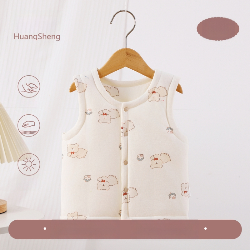 Laste puuvillane padi vest vooderduse, unisex, 0–12 kuu, sügis-talv, varrukatuta, karikatürimustriga