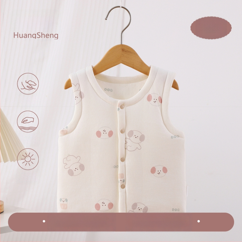 Laste puuvillane padi vest vooderduse, unisex, 0–12 kuu, sügis-talv, varrukatuta, karikatürimustriga