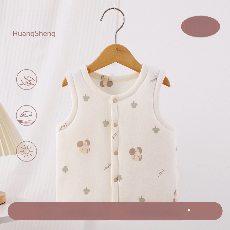 Laste puuvillane padi vest vooderduse, unisex, 0–12 kuu, sügis-talv, varrukatuta, karikatürimustriga