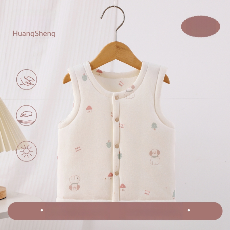 Laste puuvillane padi vest vooderduse, unisex, 0–12 kuu, sügis-talv, varrukatuta, karikatürimustriga