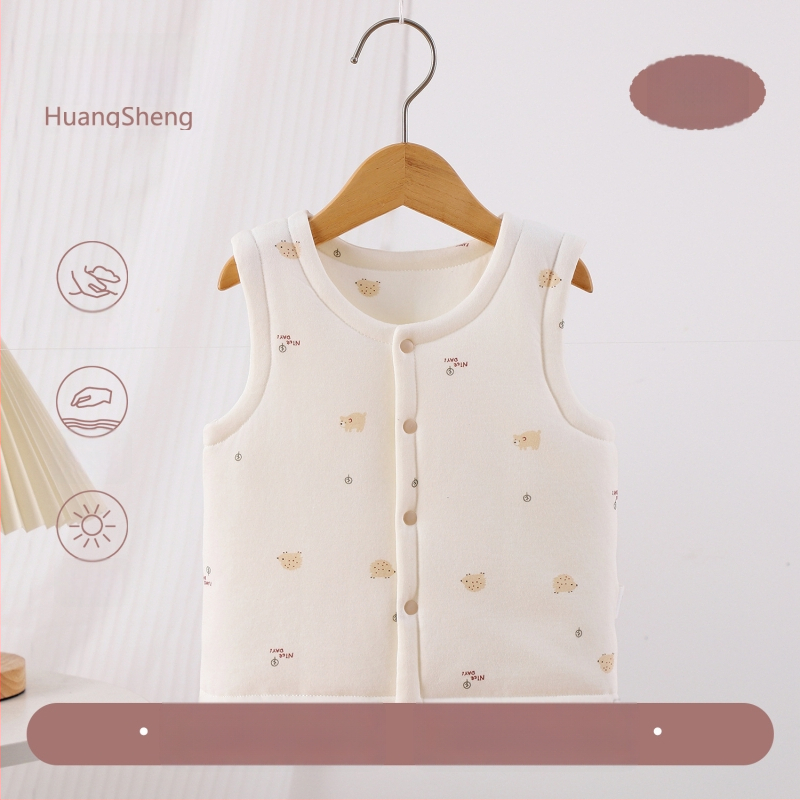 Laste puuvillane padi vest vooderduse, unisex, 0–12 kuu, sügis-talv, varrukatuta, karikatürimustriga