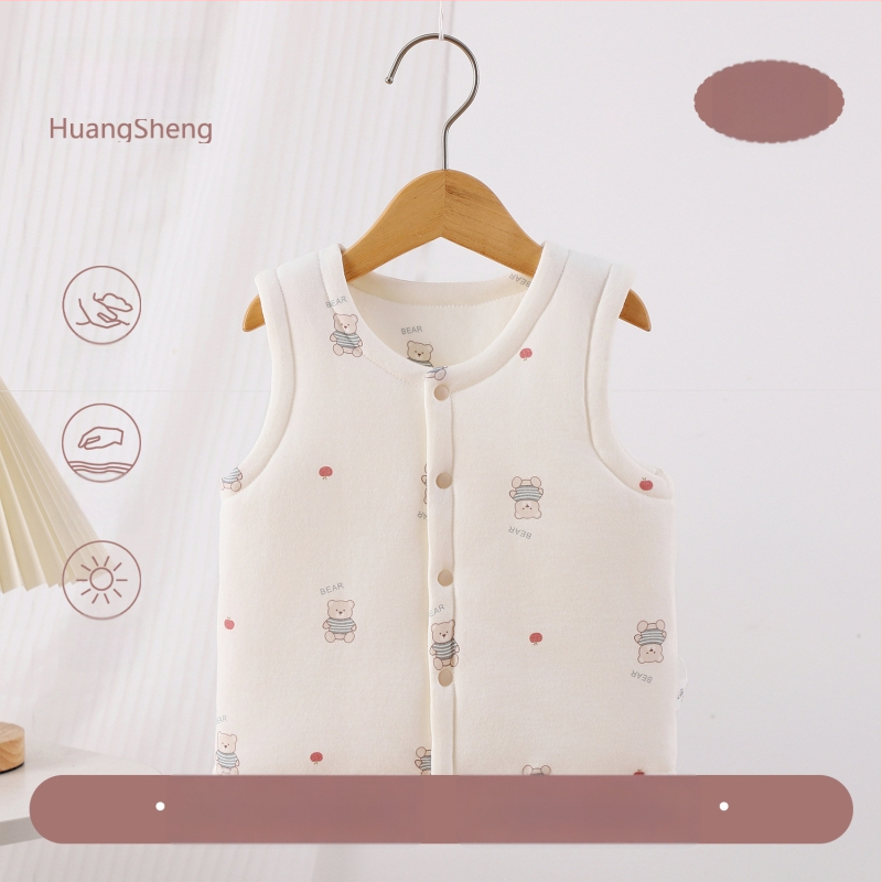 Laste puuvillane padi vest vooderduse, unisex, 0–12 kuu, sügis-talv, varrukatuta, karikatürimustriga