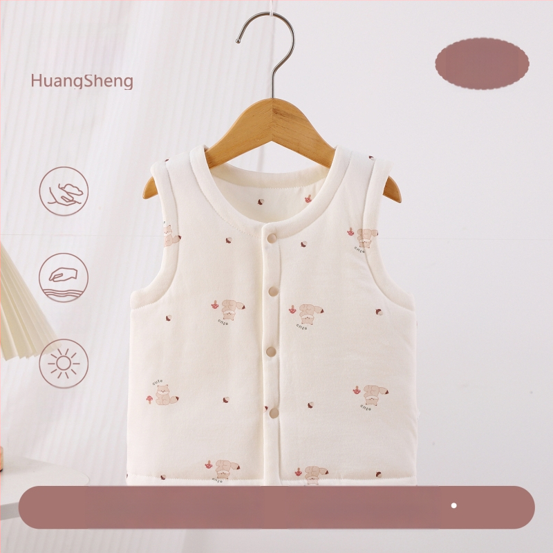 Laste puuvillane padi vest vooderduse, unisex, 0–12 kuu, sügis-talv, varrukatuta, karikatürimustriga