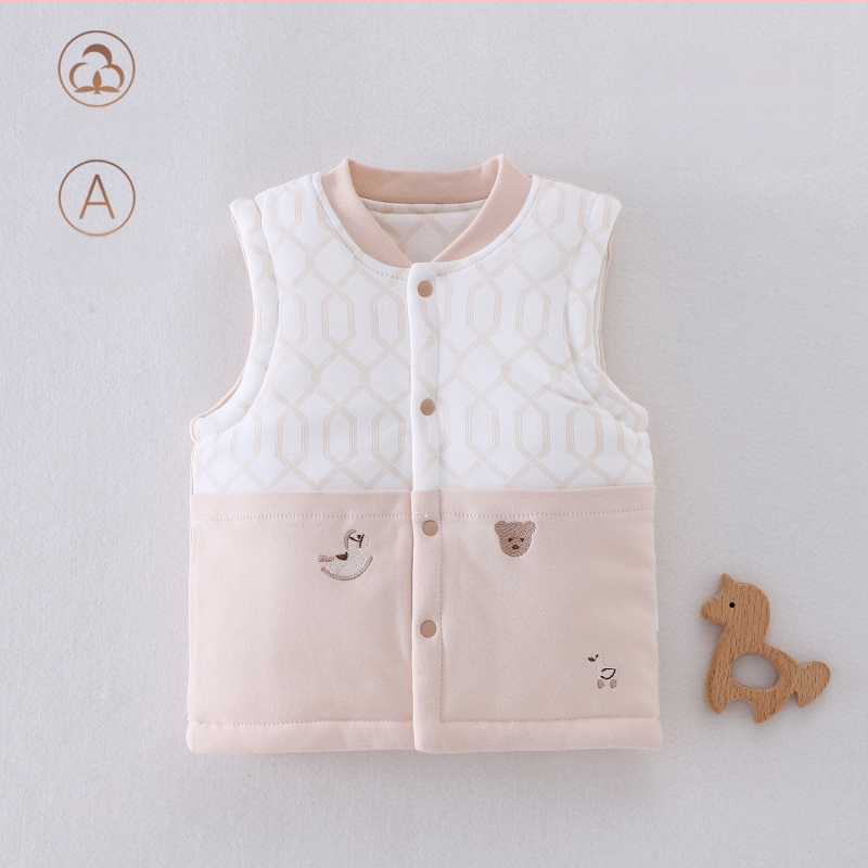 Laste puuvillane padi vest vooderduse, unisex, 0–12 kuu, sügis-talv, varrukatuta, karikatürimustriga