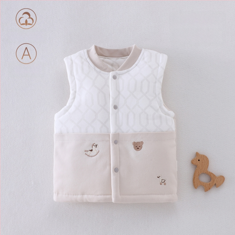 Laste puuvillane padi vest vooderduse, unisex, 0–12 kuu, sügis-talv, varrukatuta, karikatürimustriga