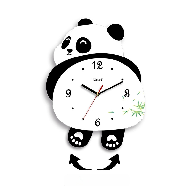 Panda formos sieninis laikrodis svetainei, sklandus judėjimas, maitinamas baterijomis, MDF korpusas ir dialas, 45 mm storis