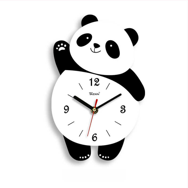 Panda formos sieninis laikrodis svetainei, sklandus judėjimas, maitinamas baterijomis, MDF korpusas ir dialas, 45 mm storis