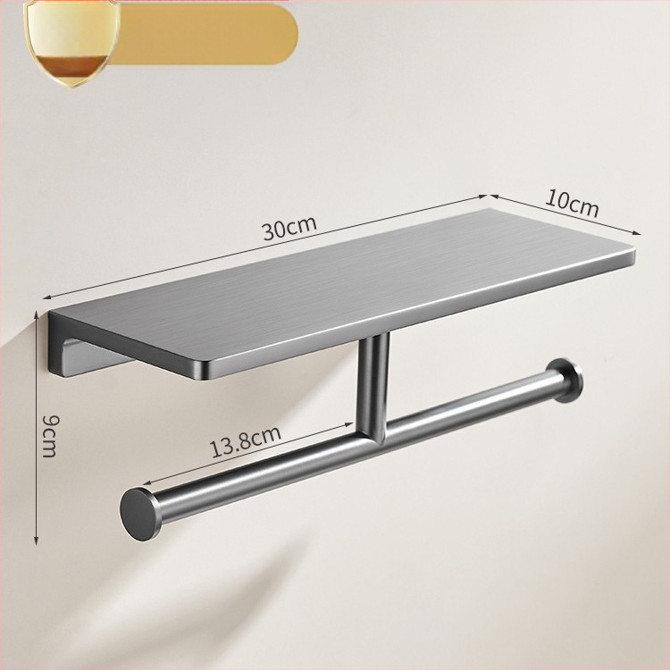 Dvojitý držiak na toaletný papier, Gun Ash povrch, telo z meďe, štvorcový tvar, moderný minimalistický štýl