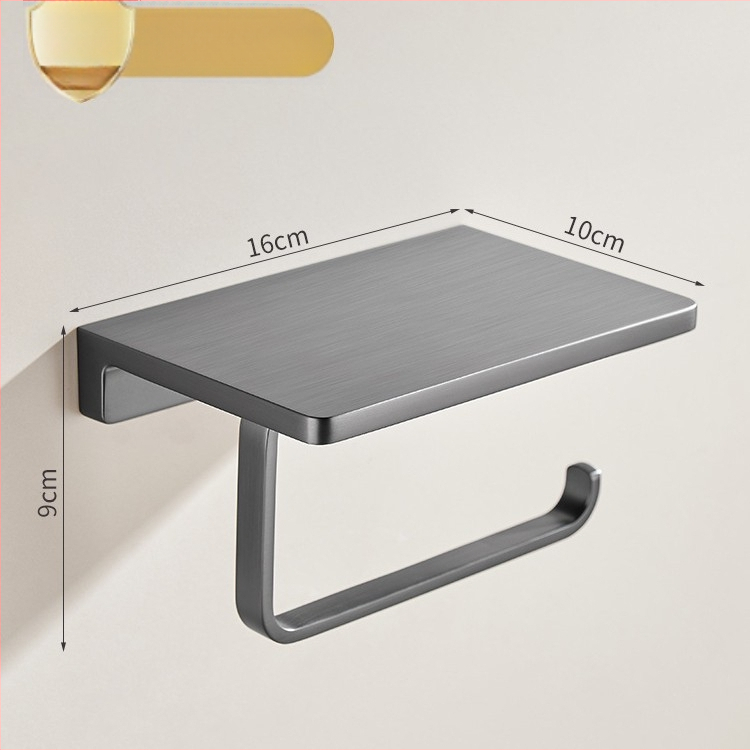 Dvojitý držiak na toaletný papier, Gun Ash povrch, telo z meďe, štvorcový tvar, moderný minimalistický štýl