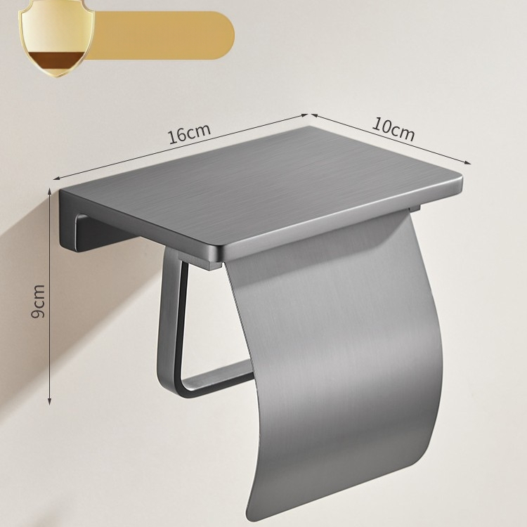 Dvojitý držiak na toaletný papier, Gun Ash povrch, telo z meďe, štvorcový tvar, moderný minimalistický štýl