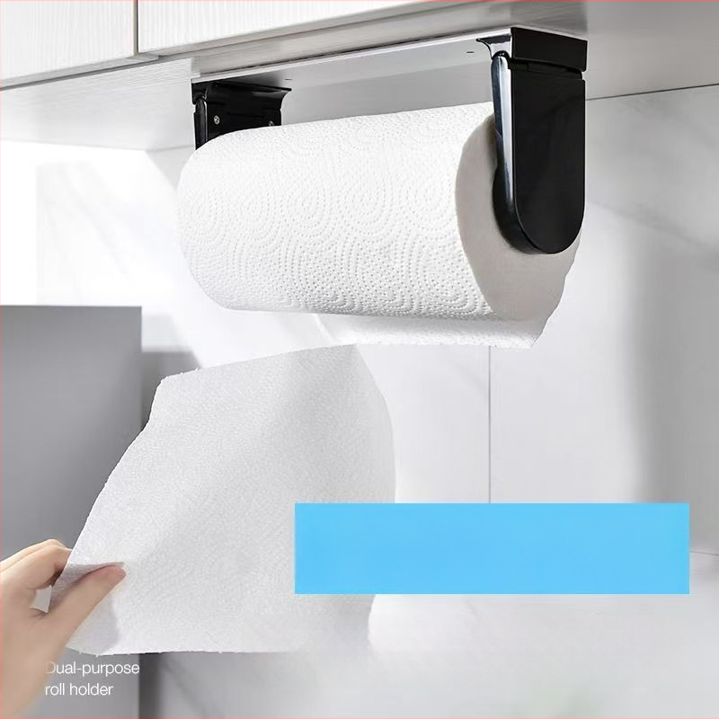 Nástenný držiak na kuchynský papier bez vŕtania, pod skrinkou, magnetický, plastový, štvorcový, moderný minimalistický štýl