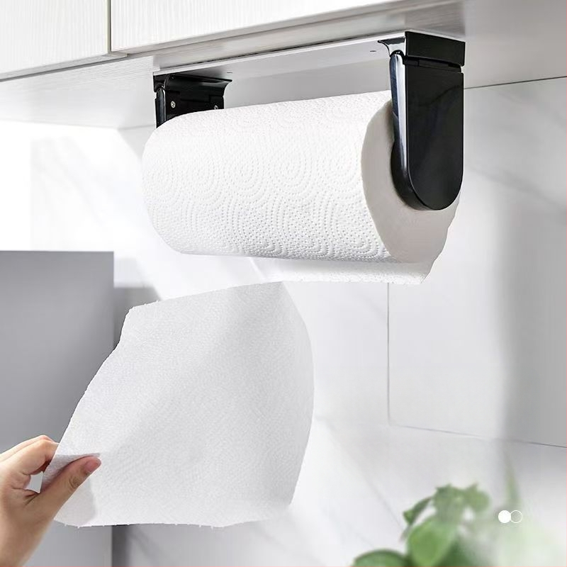 Nástenný držiak na kuchynský papier bez vŕtania, pod skrinkou, magnetický, plastový, štvorcový, moderný minimalistický štýl