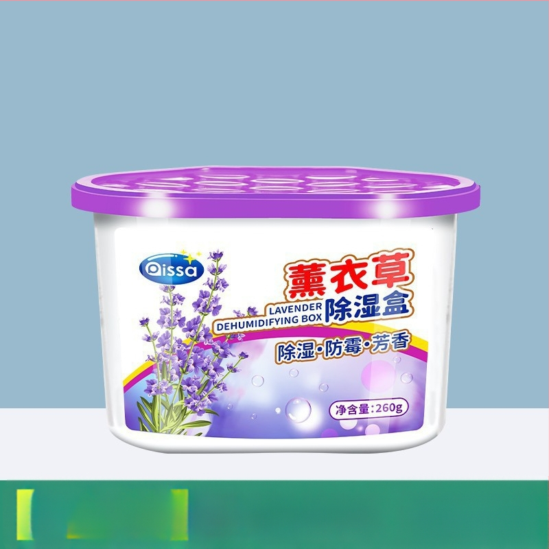 Desikantas drėgmės šalinimo dėžutė su drėgmės sugeriančiu maišeliu, pelėsių atsparumas, levandų kvapas, 260 g