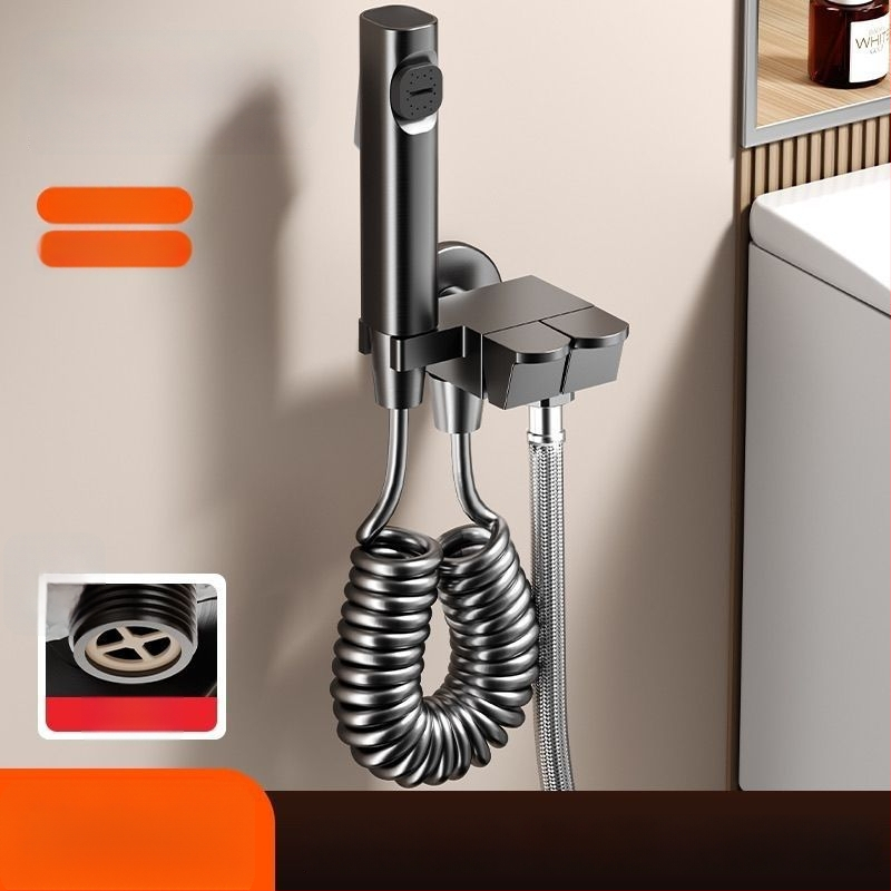 WC loputusspreipüstol seinale kinnitatud vasknurgaventiliga, 1,5 MPa, G1/2, Toilet Companion, kaasaegne minimalistlik stiil