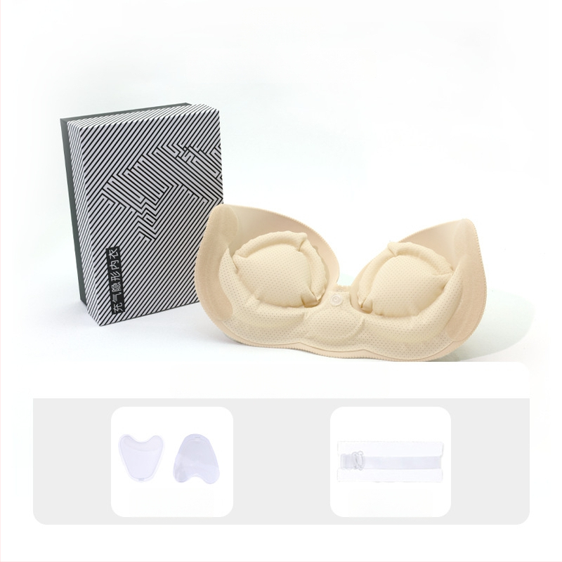 Jednodielna nafukovacia neviditeľná podprsenka pre malé prsia, push-up, bezšvový dizajn, odnímateľné dvojité ramienka, bočné zapínanie, nylon s elastanom, vhodný na svadobné šaty