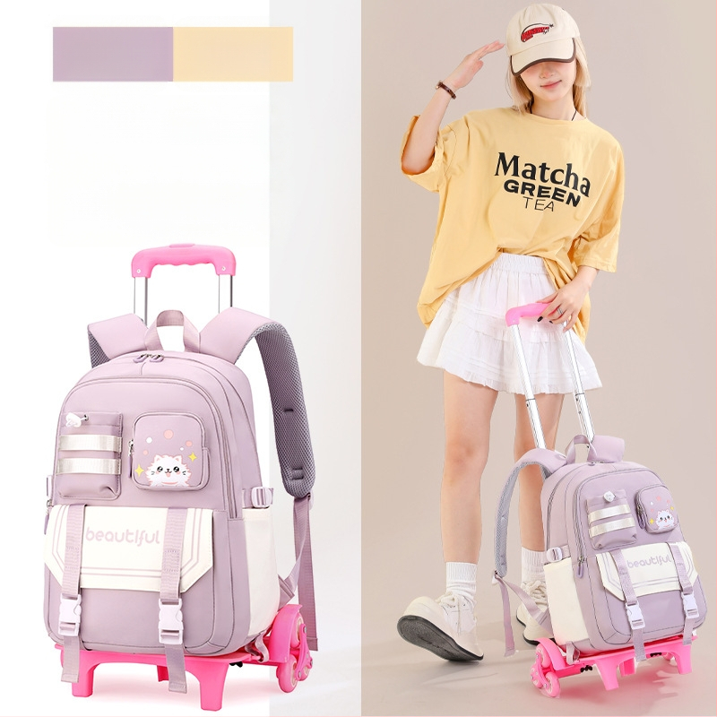 Mokyklinė kuprinė su ratukais, didelės talpos (Oxford audinys, kvėpuojantis, atsparus vandeniui, itin lengvas, oro pagalvės diržas)