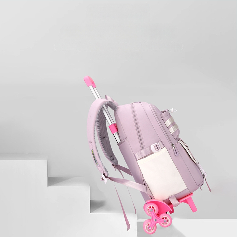 Mokyklinė kuprinė su ratukais, didelės talpos (Oxford audinys, kvėpuojantis, atsparus vandeniui, itin lengvas, oro pagalvės diržas)