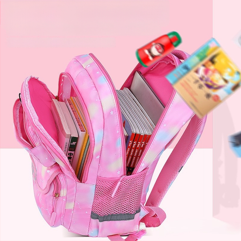 Pradinės mokyklos ratinė kuprinė su šešiais ratukais, nuimamas dizainas, nailonas, stuburo apsauga