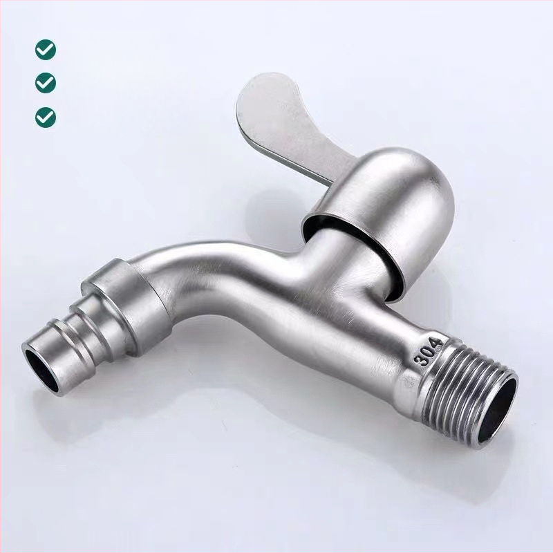 Nástený kohútik z nehrdzavejúcej ocele 304, Leverton 14572 – brúsený povrch, montáž do steny, 0–90°C, tlak 0,8 MPa, priemer sedadla 20 mm