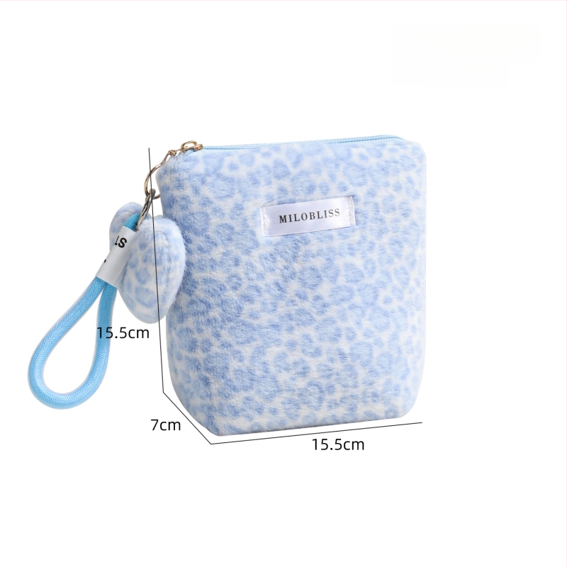 Plüüsist leopardimustriga kosmeetikakott - mitmekülgne, kaasaskantav kosmeetika- ja hoiukott tõmblukuga
