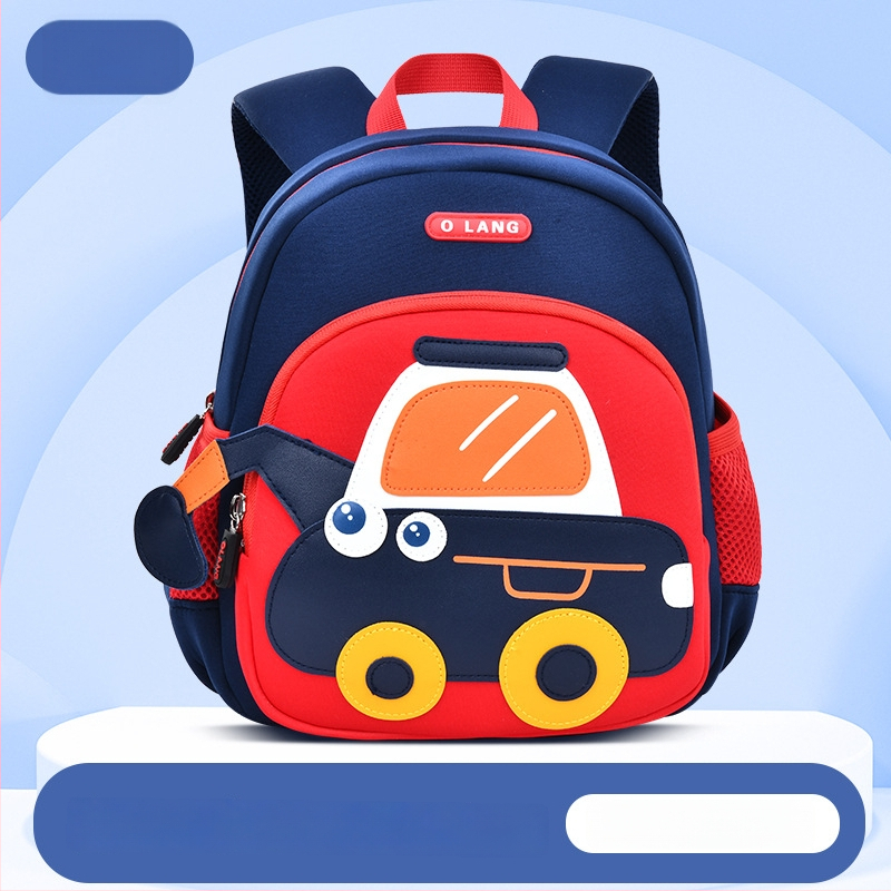 Olang lastele seljakott ekskavatora motiiviga, hingav ja veekindel polüester, ultrakerge, antibakteriaalne, kõverad õlarihmad