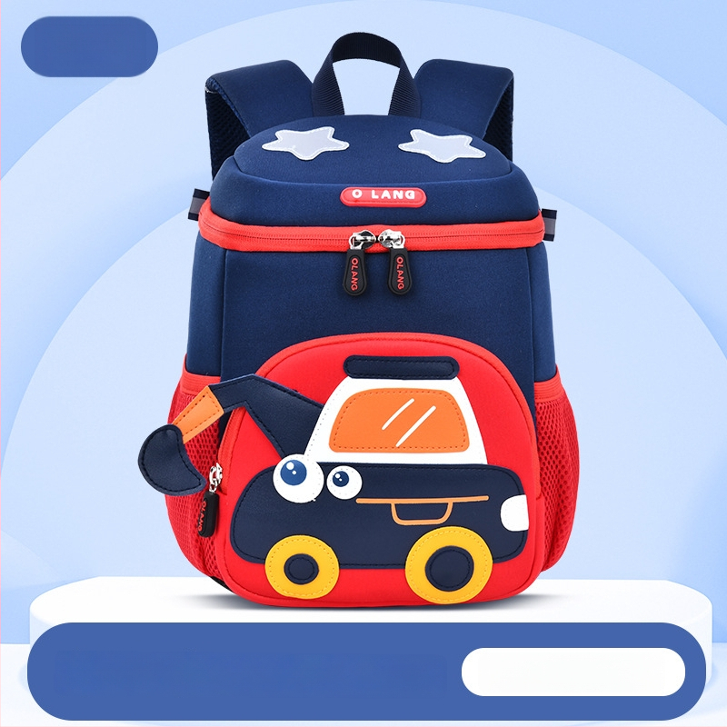 Olang lastele seljakott ekskavatora motiiviga, hingav ja veekindel polüester, ultrakerge, antibakteriaalne, kõverad õlarihmad