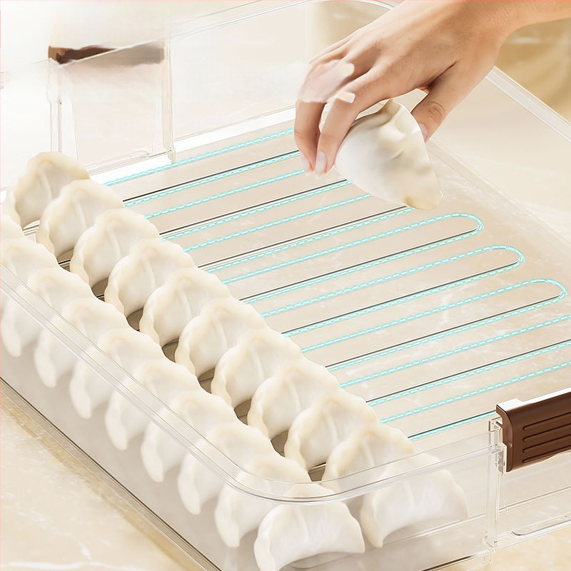 Knedelių saugojimo dėžutė — maisto kokybės, tinkama šaldymui, skaidri, su dangčiu (Plastmasos; šiuolaikiškas ir minimalistinis dizainas)