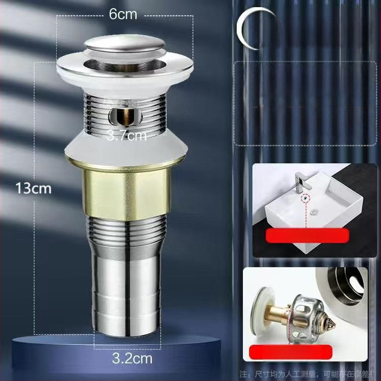 Nerezová oceľová odkvapová súprava pre umývadlo s pop-up mechanizmom, model Short Bounce Drainer, značka Huixin, štýl moderný minimalistický