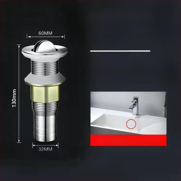 Nerezová oceľová odkvapová súprava pre umývadlo s pop-up mechanizmom, model Short Bounce Drainer, značka Huixin, štýl moderný minimalistický