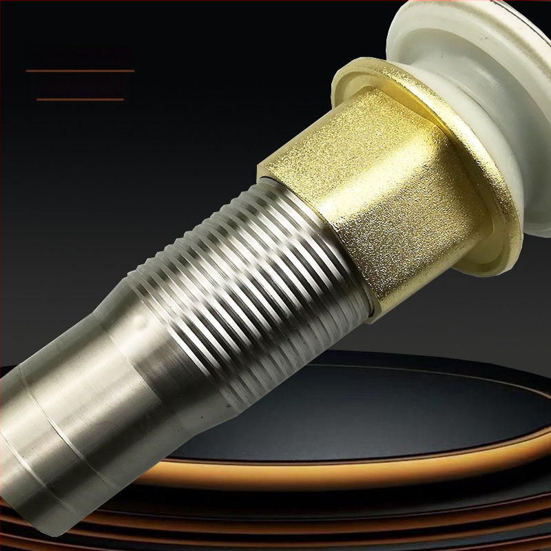 Nerezová oceľová odkvapová súprava pre umývadlo s pop-up mechanizmom, model Short Bounce Drainer, značka Huixin, štýl moderný minimalistický