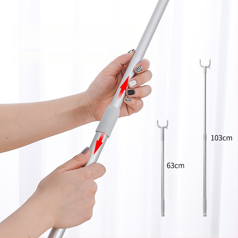 Teleskopická vidlica na oblečenie pre domáce použitie — sušiaca tyč z PP a vesmírneho hliníka, na balkón