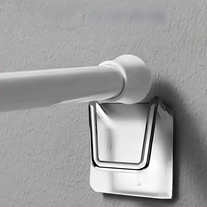 Kovový teleskopický steny držiak na tyč závesu s lepiacim klipom pre sušenie prádla na balkóne